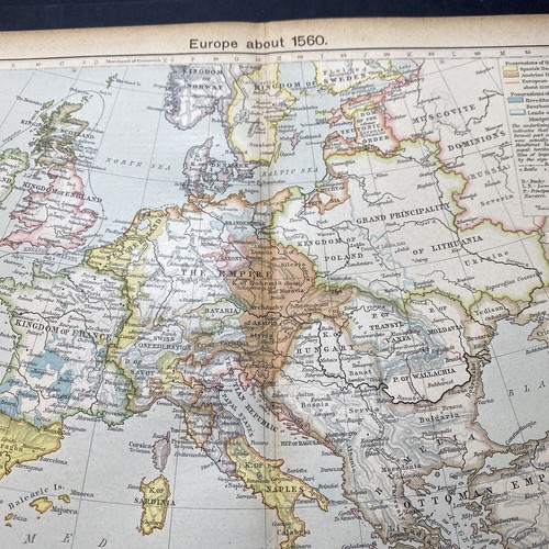 Year 1560 Europe 1920's Antique Color  Map Folded Frameable  Wall Art - Picture 4 of 15