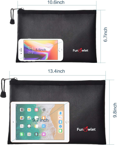 Feuerfeste sichere Geld Dokumententaschen - 2er Pack 13,4" x 9,8" und 10,6" x 6,7" Waterp - Bild 2 von 12