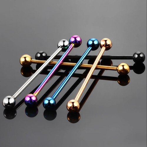 Piercing Industrial Barbells Titanium Surgical Steel Tongue Nipple Ear Bar AU - Picture 4 of 28