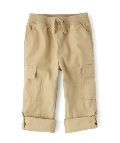 Gymboree Khaki Cargo Pants Toddler Boys 2T Almond Adjustable Waist NWT X2 - Picture 2 of 4
