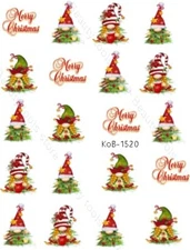 Nail Art Water Transfer Stickers Decals Funny Christmas Tree Gnomes KoB-1520