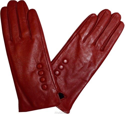 Leather gloves, Genuine leather women’s Red winter gloves S, M, L and XL New - Picture 5 of 23