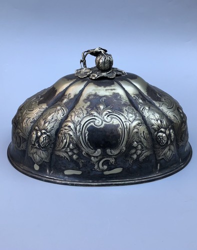 Victorian AB Savory & Sons Sheffield Melon Floral Rose Venison Dome Cover - Picture 2 of 11