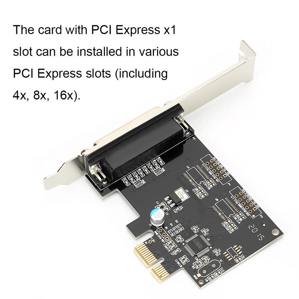 PCI Expansion Card Adapter Parallel LPT PCI-E IEEE 1284 Printer Card Port DB25 - Image 2 of 4