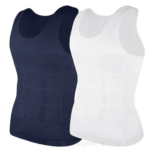 Herren Abnehmen Body Shaper Weste Gürtel Bauch Brust Kompression T-Shirt Tank Top - Bild 33 von 49