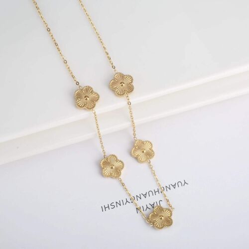 Hot Sale Stainless Steel Laser Five Leaf Flower Petal Adjustable Clover Bracelet - Picture 47 of 47