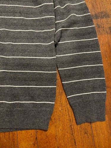 Theory Cashmere Sweater Mens XL Striped Gray Charcoal White Haider NEW $375 - Picture 8 of 10