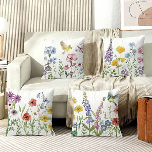 Federe Cuscini Divano 45X45,Fodere Cuscini 45X45, Set Di 4 Cuscini per Divano Qu - Foto 3 di 12
