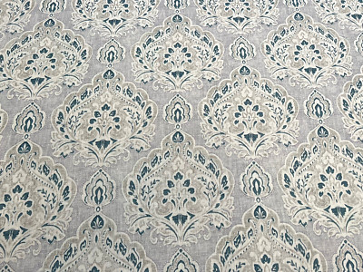 COLEFAX & FOWLER VORHANG STOFF 'LISMORE - BLAU' 3,5 METER - 100 % LEINEN