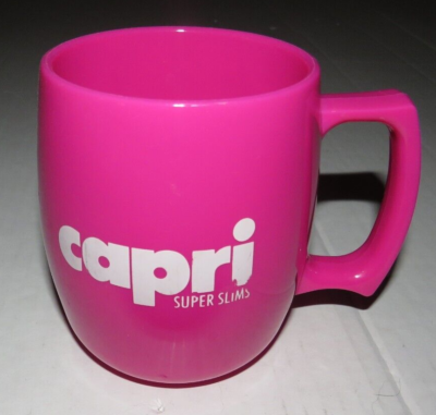capri cigarettes pink Vintage Capri Super Slims Cigarettes Pink Plastic Coffee Mug Cup  Advertising
