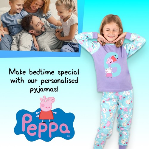 Peppa Pig Pyjama for Girls Personalised Initial 100% Cotton Long Sleeve Winter - Picture 4 of 24