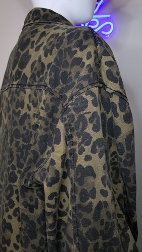 Unisex Oversized Retro Y2K 90's Party Rock Leopard Print Denim Trucker Jacket - Picture 21 of 24