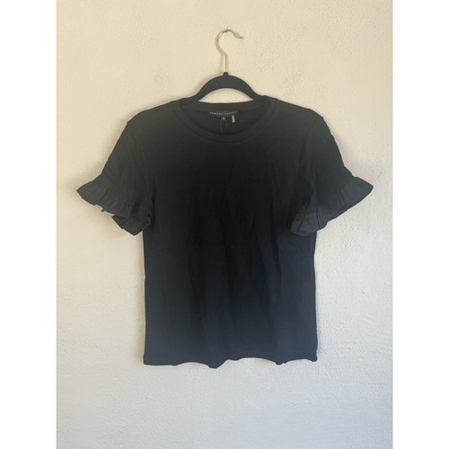 Anthropologie English Factory Woman Black Short Flare Sleeve Top, Size XS