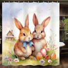 MERCHR Easter Shower Curtain Cute Bunny Rabbit Spring Decorations Farmhouse Flow
