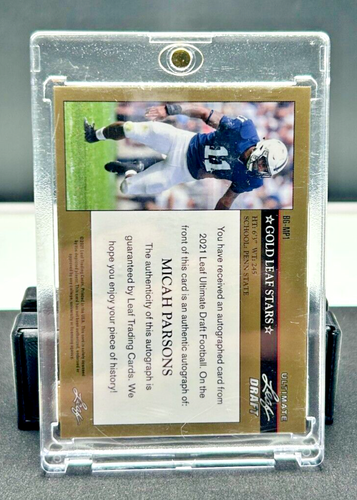 2021-22 LEAF MEMORIES MICAH PARSONS ROOKIE RC AUTO #17/25 Penn State - Picture 2 of 2