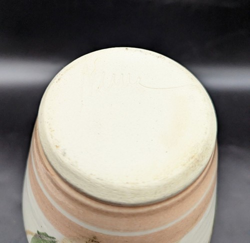 Vintage handgefertigte Künstler signierte Studio Kunst Keramik Vase lila Iris Blume 9,5 - Bild 10 von 10