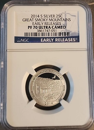 2014 S SILVER 25C Great Smoky Mountains Early Release NGC PF 70 ULTRA CAMEO