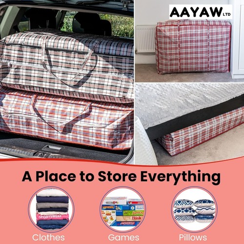 3 bolsas de almacenamiento reutilizables extra grandes con cremallera organizador de lavandería mudanza compras Reino Unido - Imagen 7 de 11