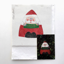 Handpainted Needlepoint Canvas Ornament Plaid Santa Mile High Princess 18 Mesh