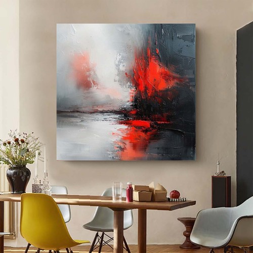 Wohndeko Abstraktes Ölgemälde auf Leinwand Kunst Handgemalt Dicke Schwarze Textur - Bild 2 von 9