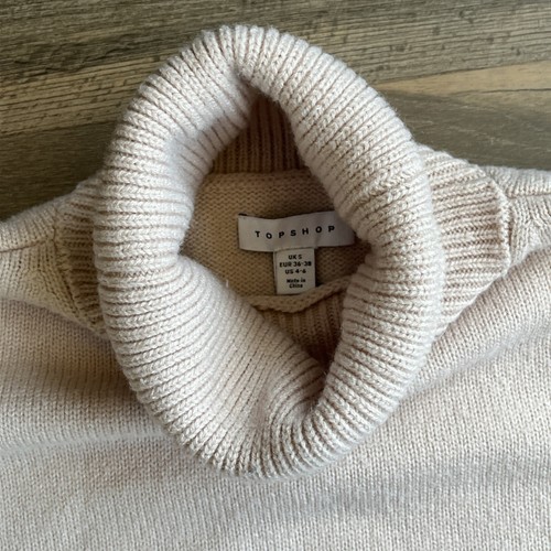 Topshop by ASOS Women’s Knitted Oversized Turtleneck Sweater Dust Pink Size 4-6 - Picture 3 of 12