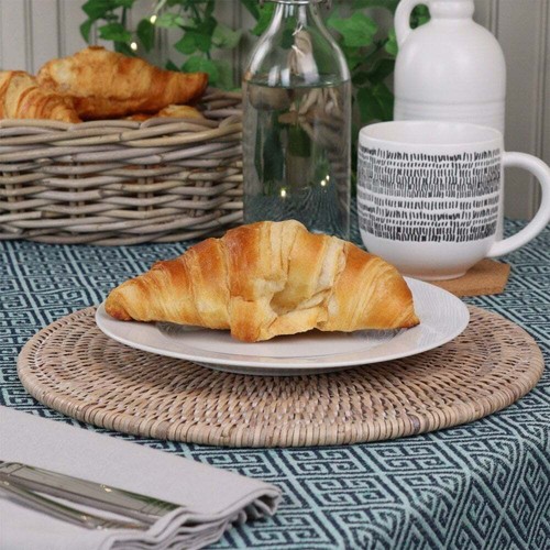 Rattan Placemats Round Wicker Woven Neutral Dining Table Mats Display Set Of 2 - Picture 7 of 10