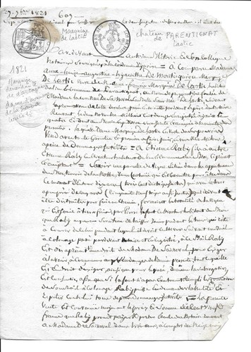 2 Doc 1821 -- Chateau Parentignat: Hyazinthe von Montesquiou, Marquise de Lastic