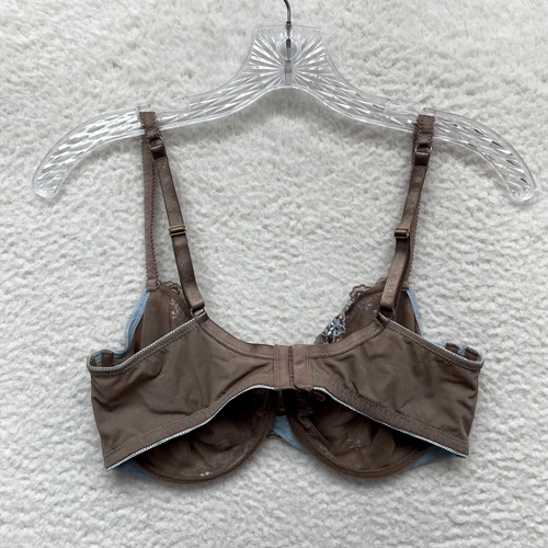 Fayreform Bra 38D Brown Blue Floral Mesh Underwire Coquette Boho Fairy Grunge - Picture 2 of 7
