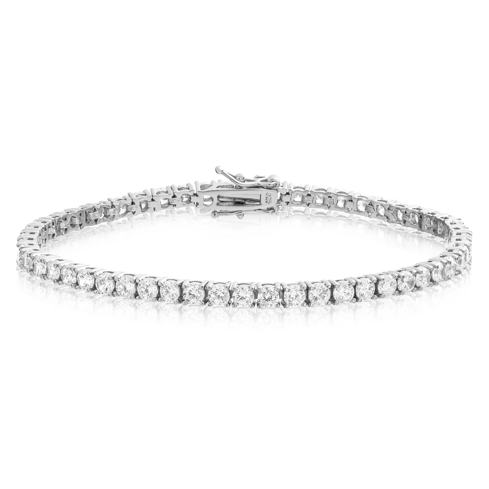 NYC Sterling Cubic Zirconia Heart Prong Tennis Bracelet