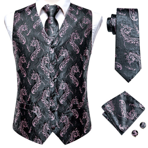 50 Colors Mens Vest Sleeveless V-Neck Pockets Waistcoat Without Tie Set Wedding - Picture 113 of 209