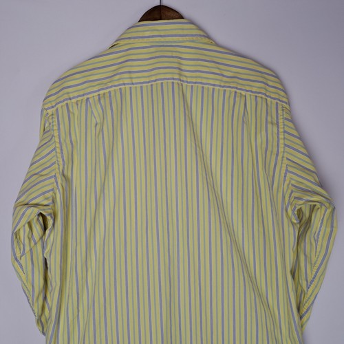 J Crew Shirt Mens Medium Yellow Button Front Long Sleeve 1 Chest Pocket Striped - Picture 9 of 19