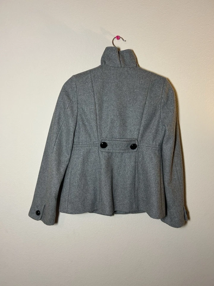Chaquetón de lana para mujer XS gris satinado forrado chaqueta carrera preppy Normcore Foto 4 de 4