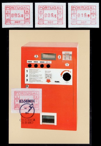 Portugal ATM 1 / 007 / first button set 5.0/ 6.5 /16.0 MNH + Maxicard / Frama - Picture 3 of 3