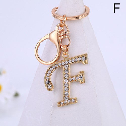 Rhinestone Alphabet Initial Letter A-Z Keychain Key Ring Bag Pendant Key Holder - Picture 30 of 50