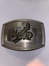 Western Belt Buckle Bull Riding Rodeo Raised design 3D EUC