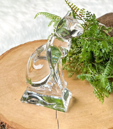 VINTAGE J.G. DURAND 24% LEAD CRYSTAL EGYPTIAN CAT FIGURINE PAPERWEIGHT FRANCE - Picture 2 of 9