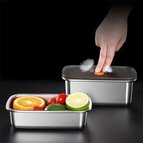 Leakproof Stainless Steel Fresh-keeping Box Rectangle Lunch Box Travel - Picture 5 of 11