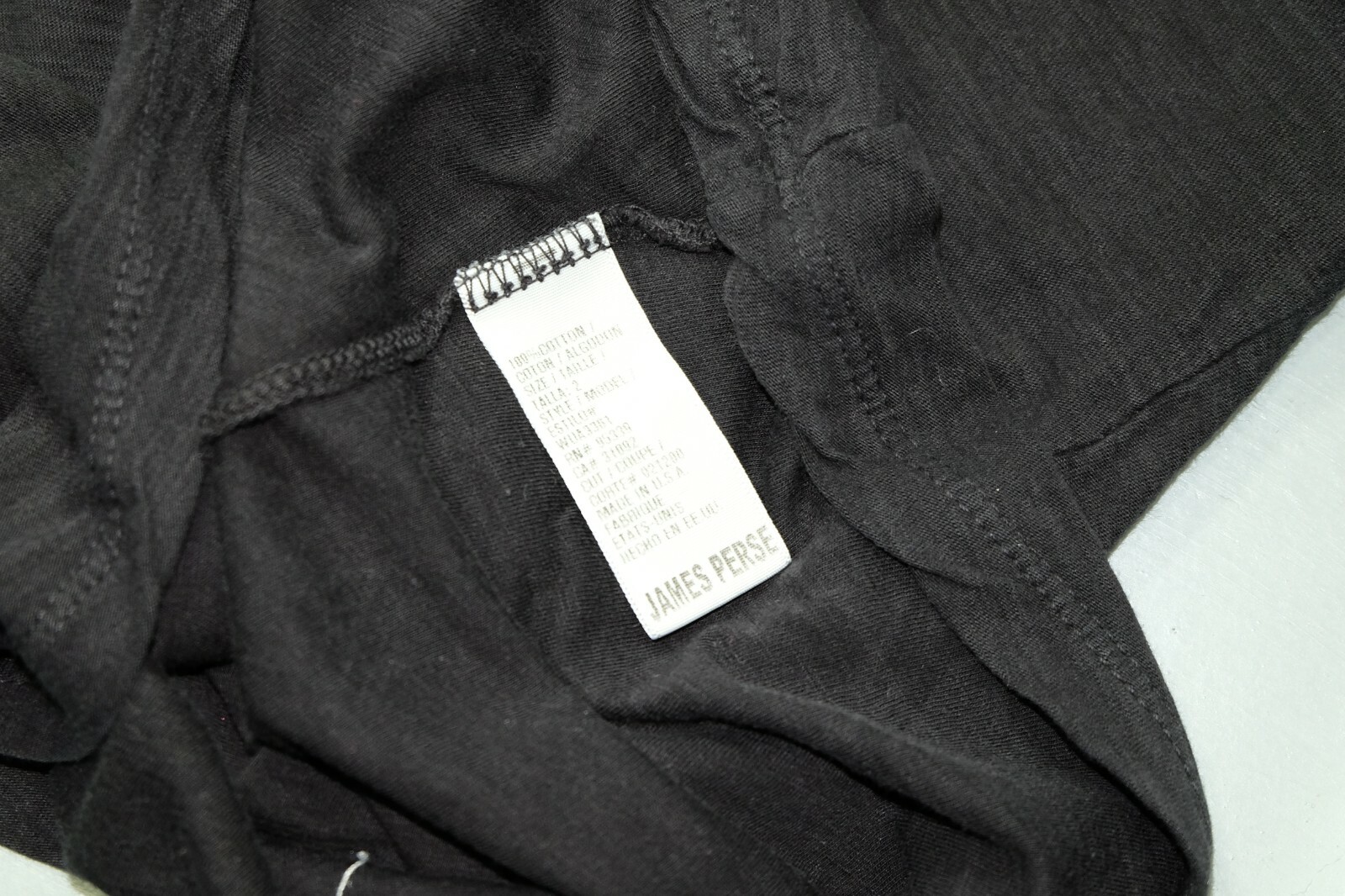 Standard James Perse Black Long Sleeve Top Size 2 Made in USA - Picture 6 of 7