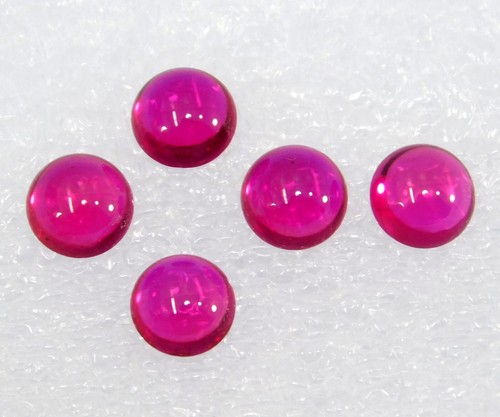 Lote de 5 piedras preciosas sueltas de rubí de 5 a 6 mm con forma de cabujón certificado natural - Imagen 9 de 9