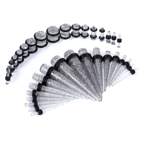 24-36Pcs Ear Stretching Kit Beginner Gauge Acrylic O-Ring Taper Plug Set 14G-00G - Picture 7 of 39
