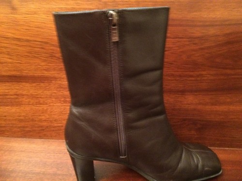 Tommy Hilfiger Size 7 1/2 Brown Side Zip Leather Boots Square Toe TW18608 NICE! - Bild 5 von 10