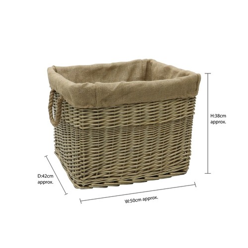 JVL Willow Log Basket with Liner and Rope Handles - Antique Wash - Picture 7 of 7