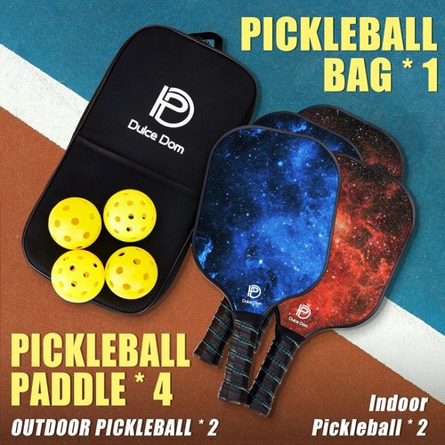Pickleball Paddles, USAPA Approved Fiberglass Pickleball Set of 2/4 with Pick... - Picture 8 of 8
