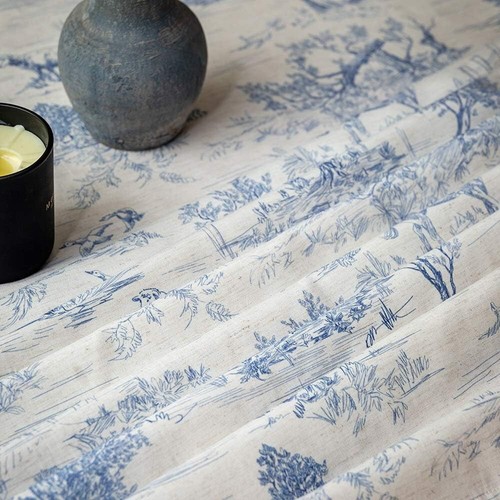 Classic French Floral Tablecloth - 60" Round Linen Blend for Farmhouse Style - Picture 8 of 11