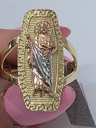 Long solid 14k Gold Saint Jude Judas Ring Size 6 7 8 9 10 Greek - Picture 12 of 20