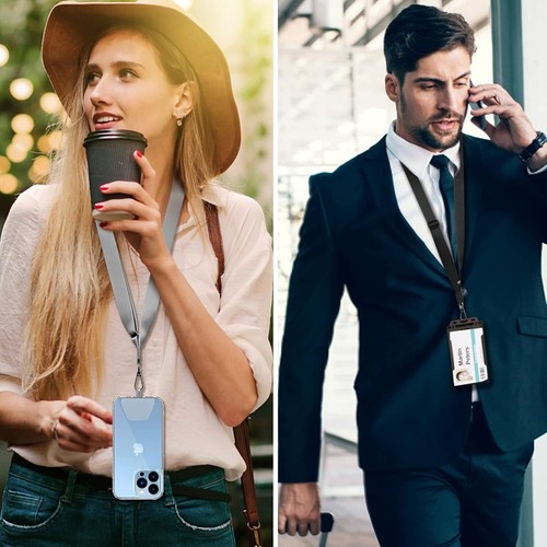 Durable Polyester Phone Lanyard 2-Pack with Easy Installation - Black & Gray - 第 10/10 張圖片