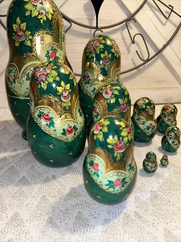 1994 Vintage russische Märchen Nestpuppe handbemalt signiert 9,5 Zoll - 10 Stück - Bild 16 von 24