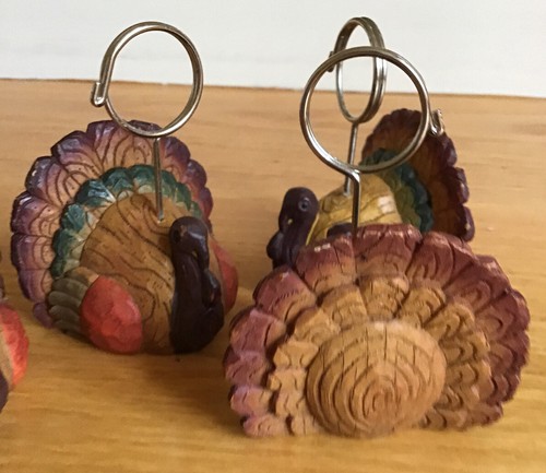 Ceramic 4 Turkey Thanksgiving Place Card Holders - Picture 5 of 7