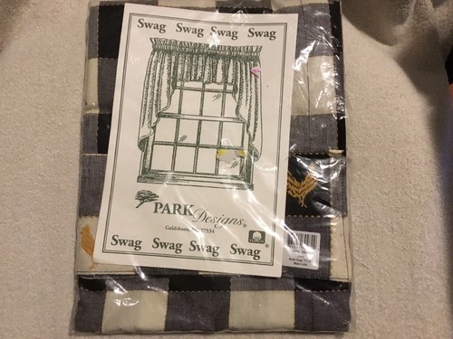 Rooster Swag Park Designs Curtain Plaid Primitive Country Farmhouse 72Wx36L - Picture 1 of 3