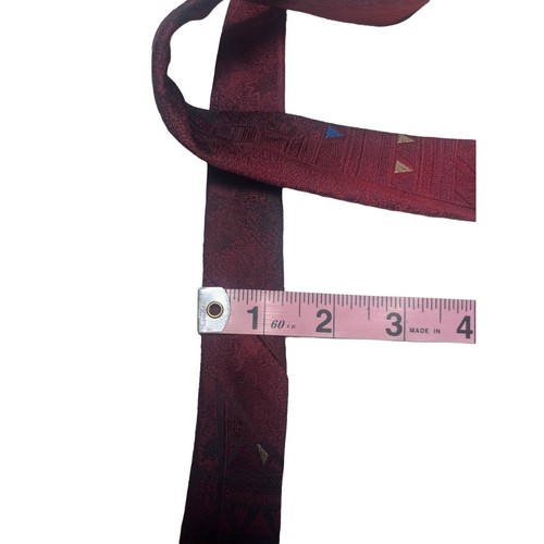 Wembley Tie Polyester Made in USA Maroon Black Silver Vintage USA - Picture 10 of 12